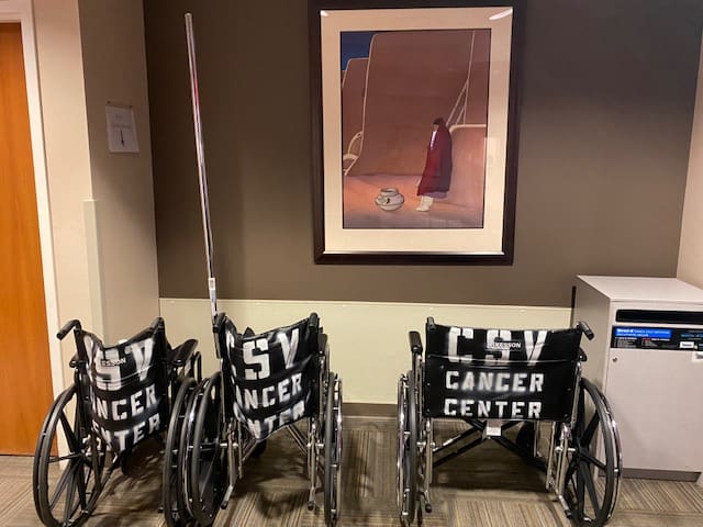 Cancer Center Wheelchairs in row